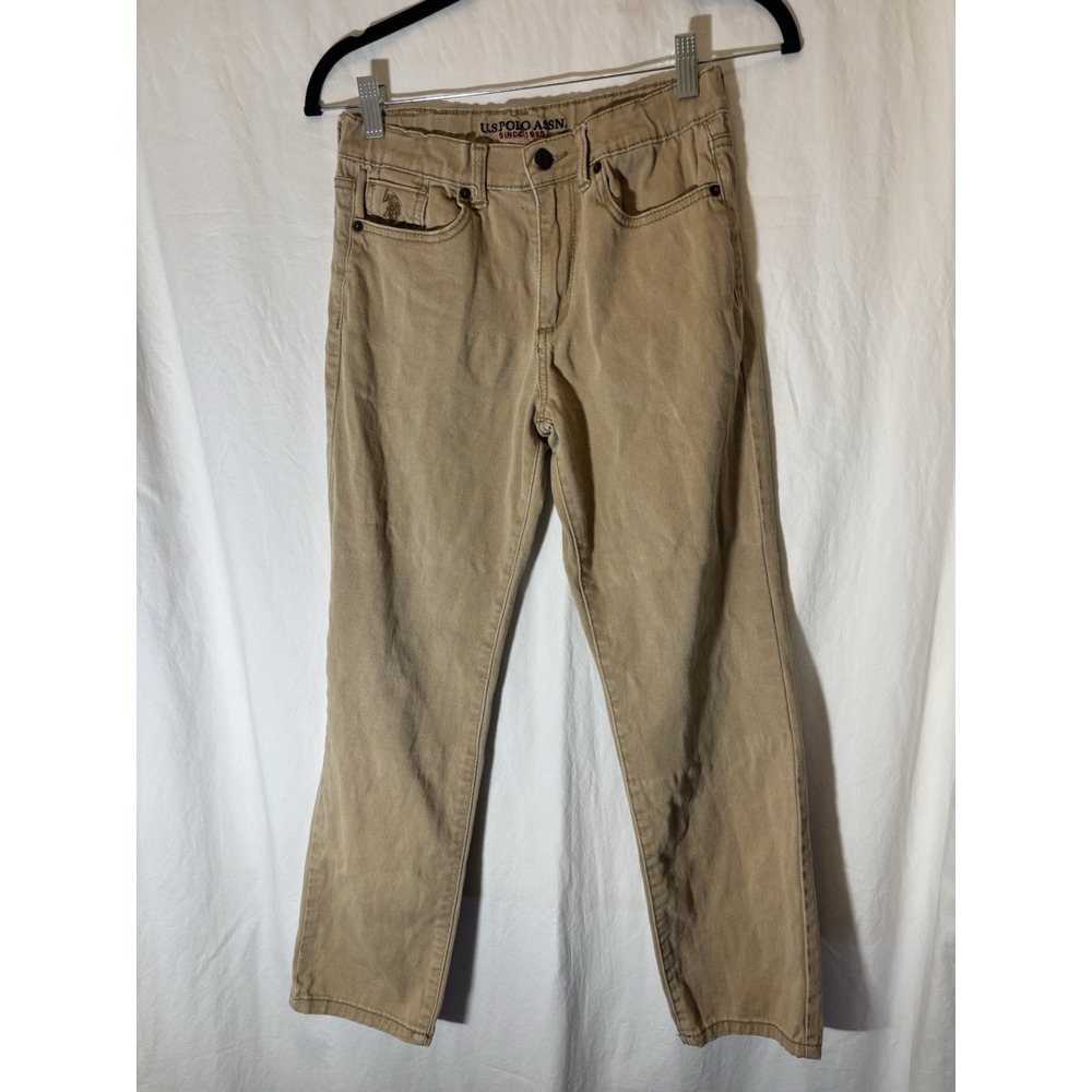 US‎ POLO Assn Boys Teen 14 Khaki Jeans Adjustable Waist Denim Straight Y36